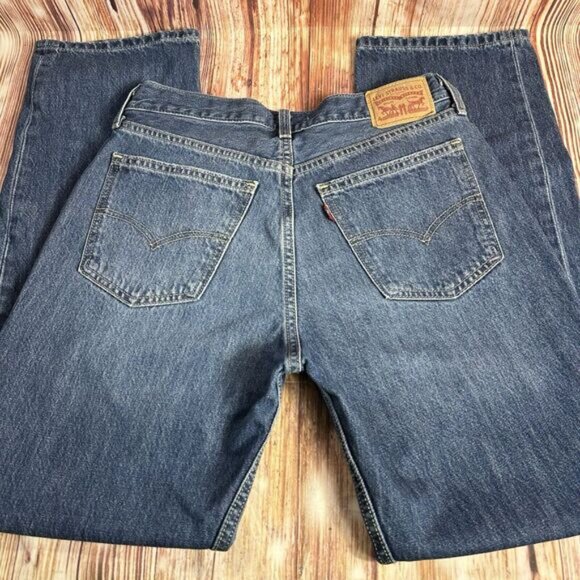 Levi's LOW PRO STRAIGHT Leg Sz 28 Blue Distressed Jeans Denim Pants 29x29.5 - Picture 4 of 13